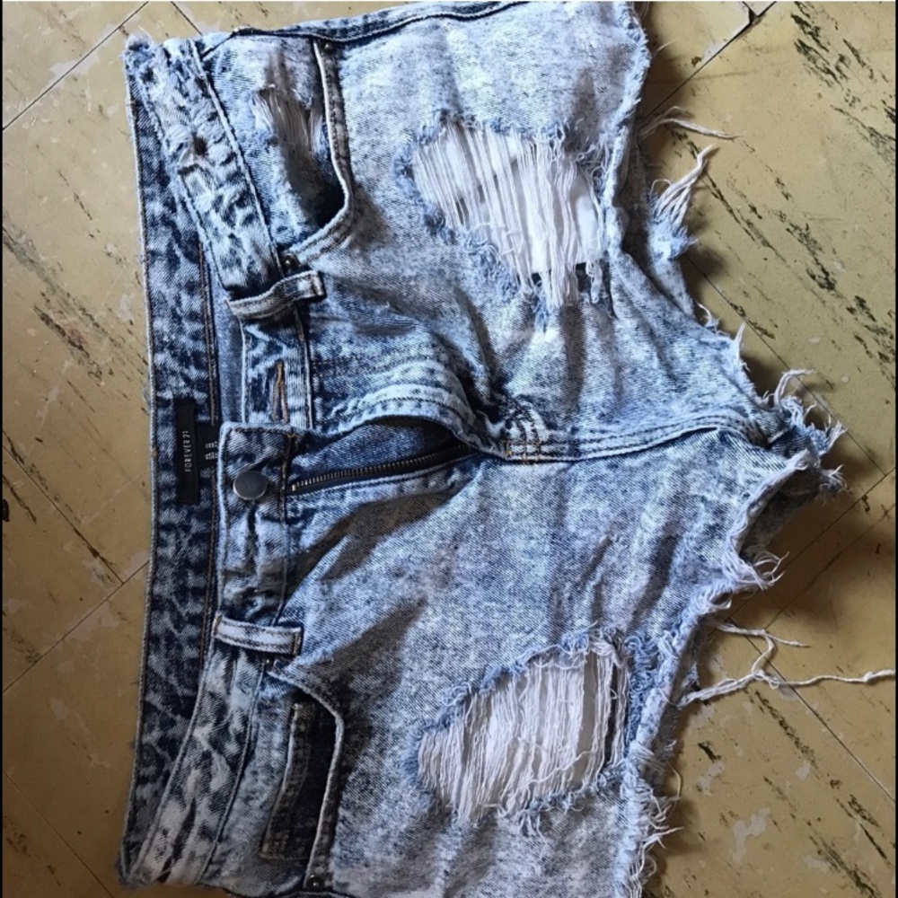 High-rise distressed comfy jean shorts