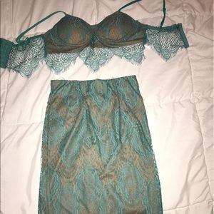 Lulu's Two-Piece Turqouise Lace Set! 💕