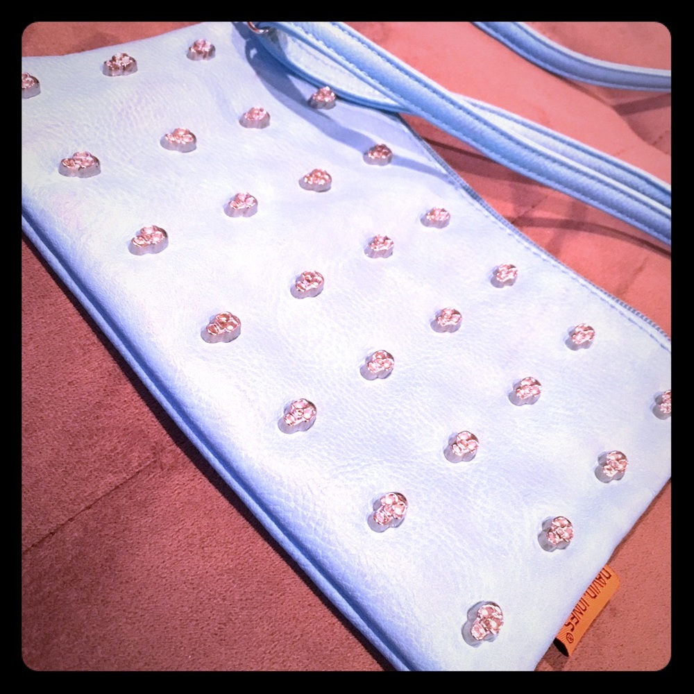 Turquoise Slvr Skull Studded Bag