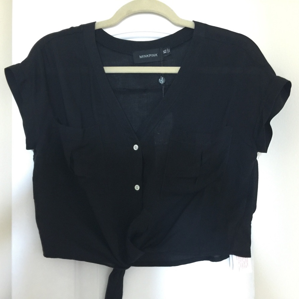 Sold! MINKPINK tie front cotton top blouse shirt S