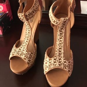 Charlotte Russe lace brown wedges