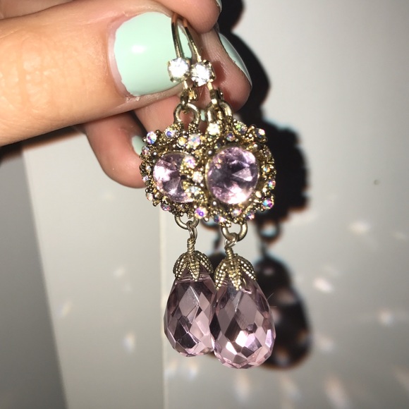 Gold, diamond & pink earrings - Picture 2 of 3