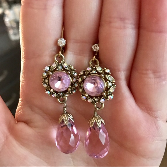 Gold, diamond & pink earrings - Picture 3 of 3