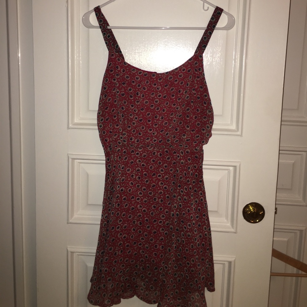 Red dress with blue flower details
