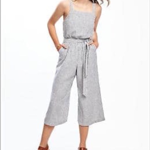 old navy striped linen jumpsuit