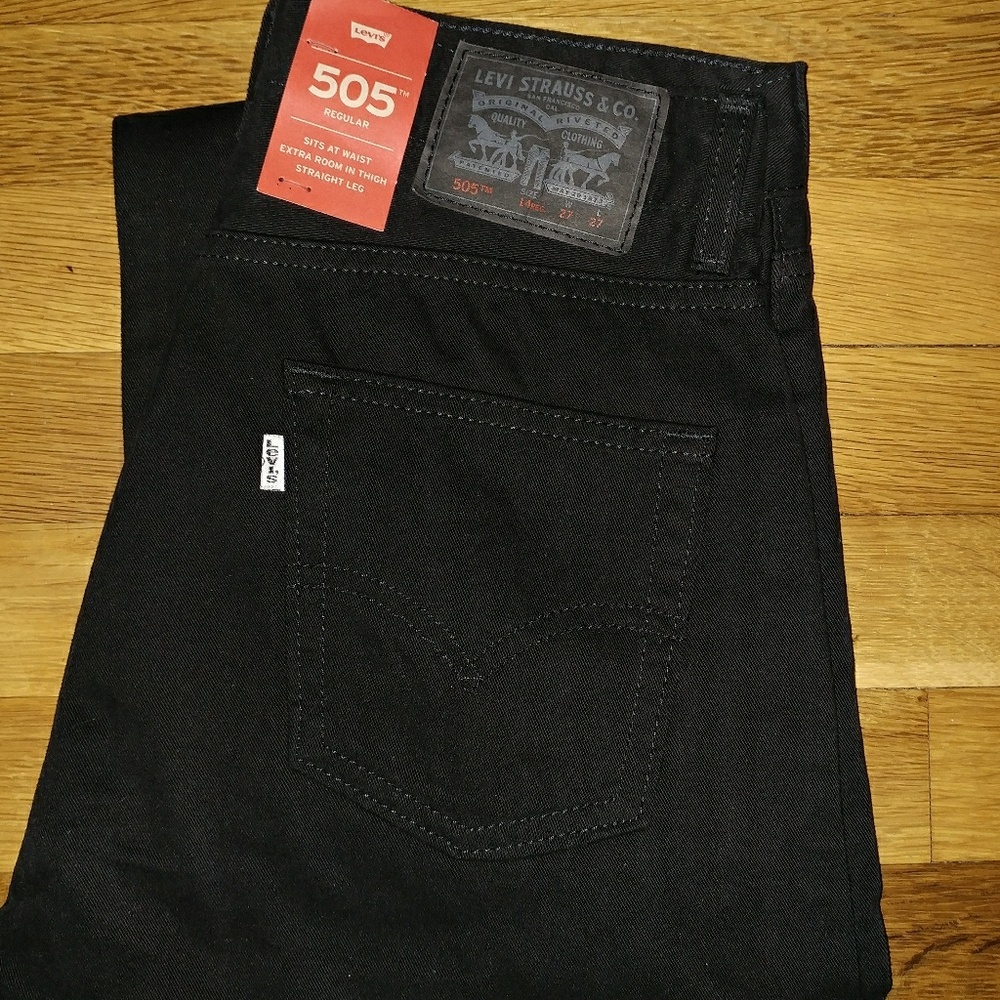 New Boys Levi's 505 Black Jeans Size 26 x 26