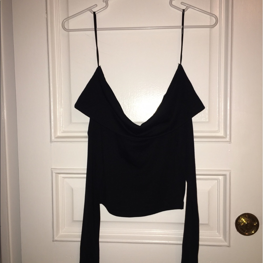 Long sleeve off the shoulder crop top