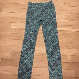 Girl's Mint & Gray Aztec Print Leggings
