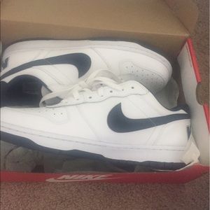 Blue and white nikes