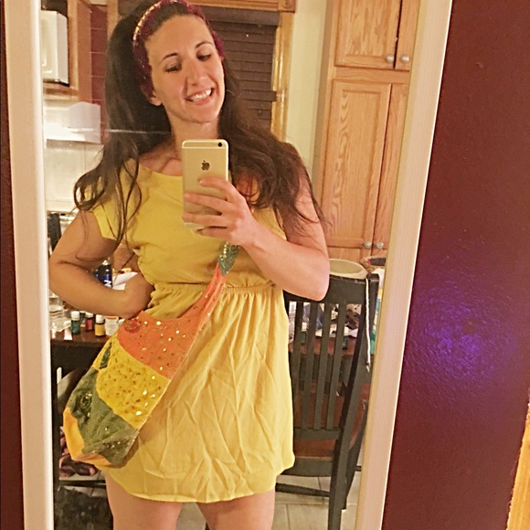 Boho multi color sequined cross body bag - Picture 2 of 2