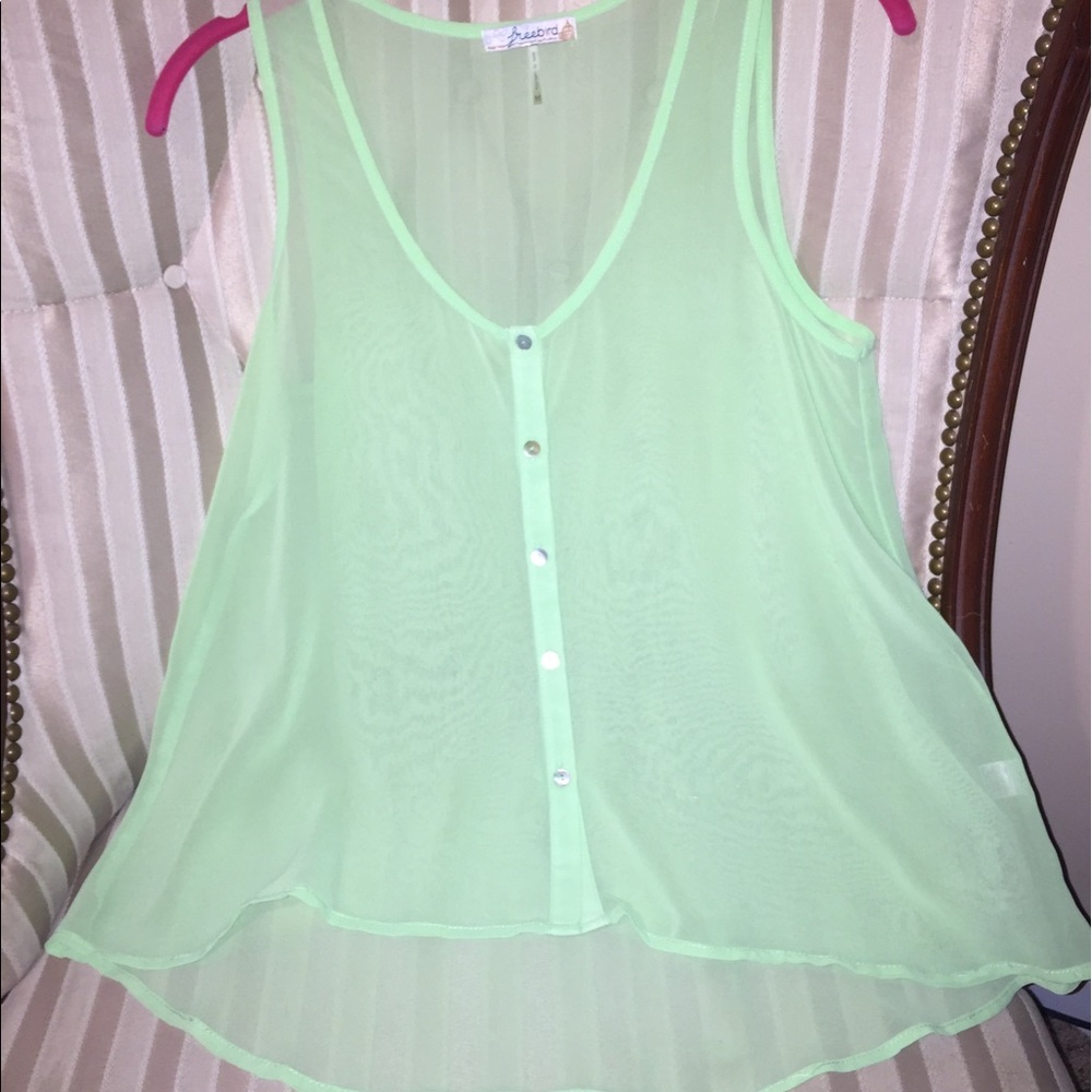 Lime green flowy tank