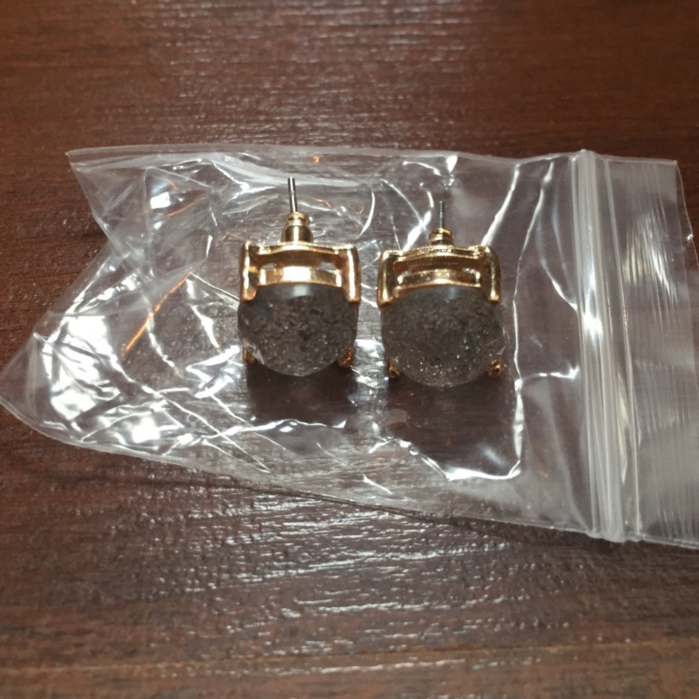 Silver Glitter Stud Earrings - Picture 3 of 5