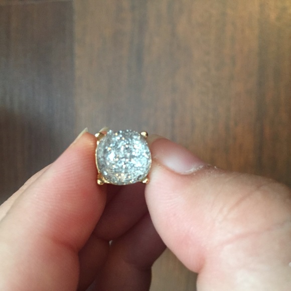 Silver Glitter Stud Earrings - Picture 2 of 5