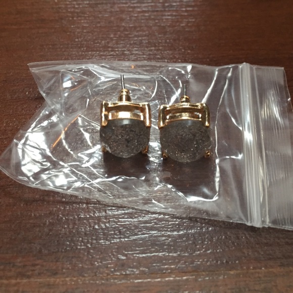 Silver Glitter Stud Earrings - Picture 3 of 5