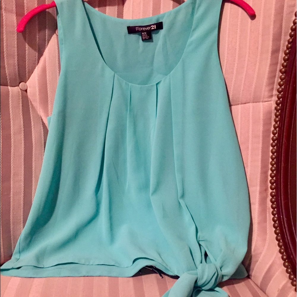 Baby blue tie up tank