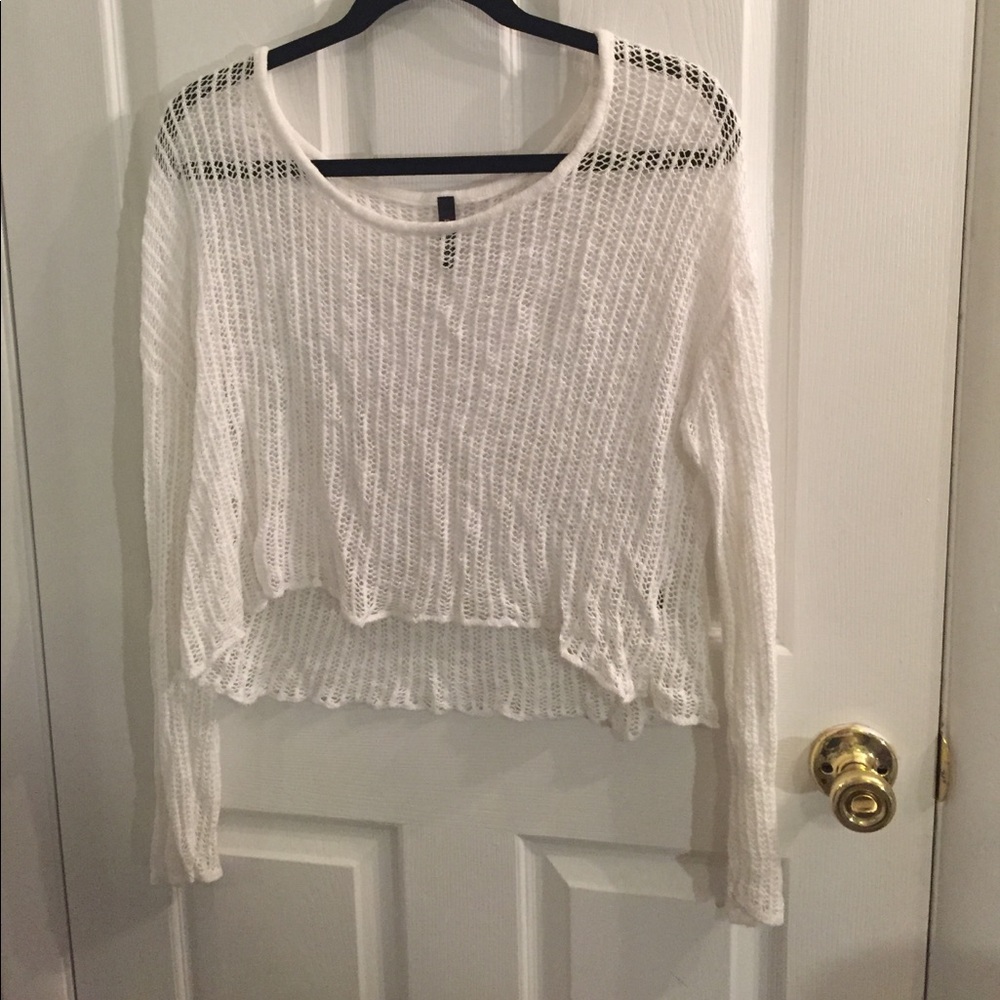 White knit wide neck top