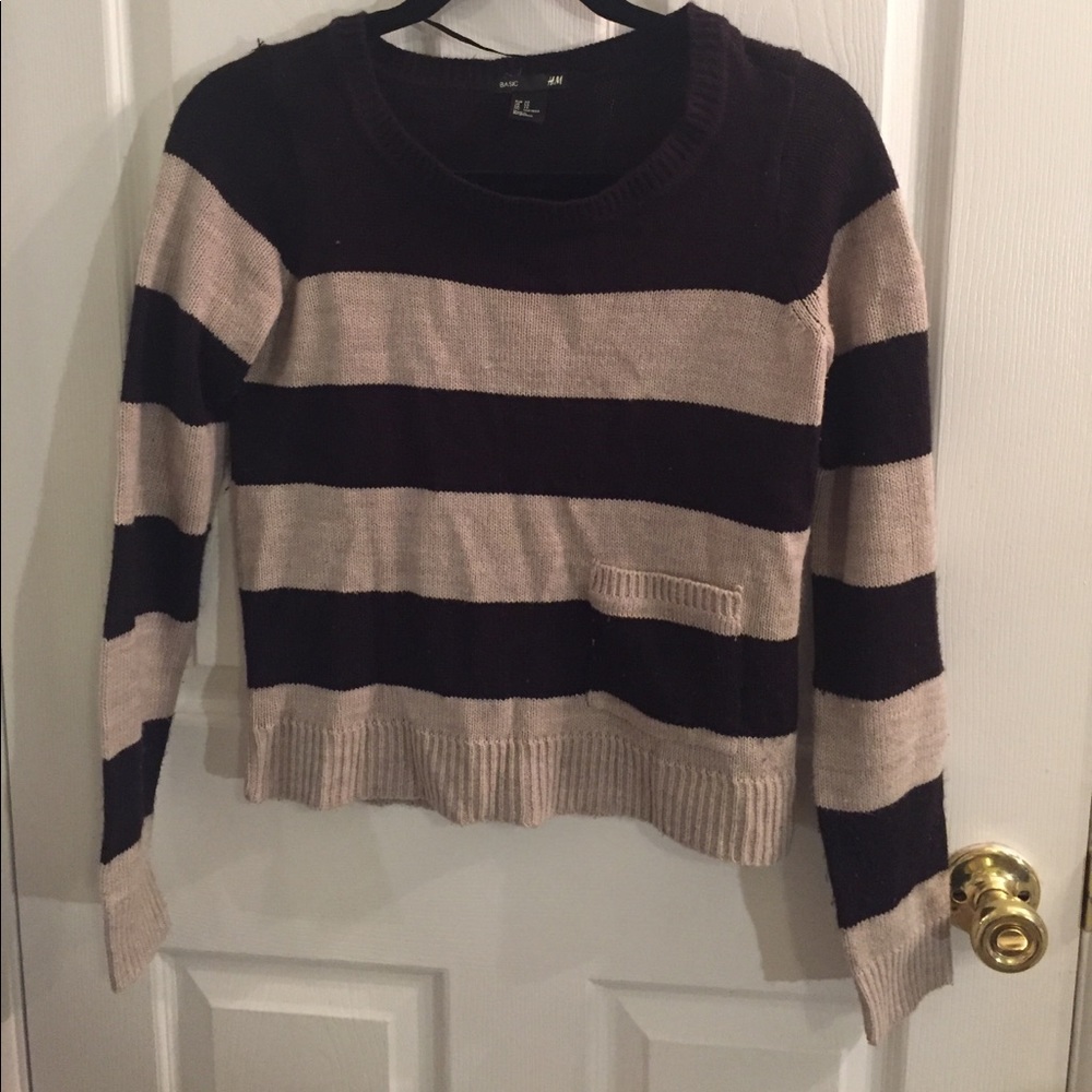 Striped sweater with front pocket