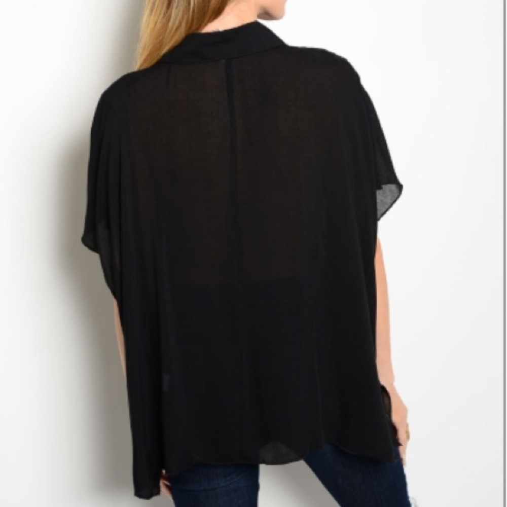 Black button-up blouse, NWT - Picture 2 of 8