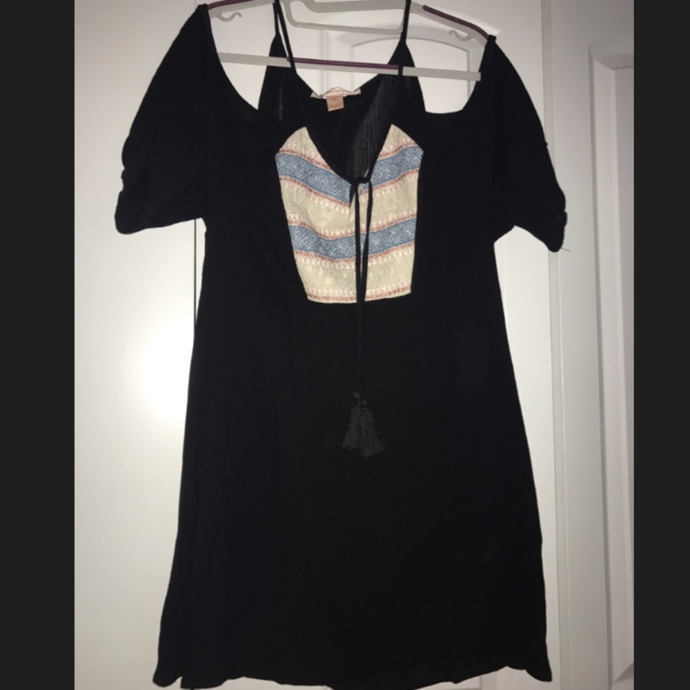 Black open shoulder dress