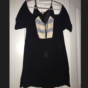 Black open shoulder dress