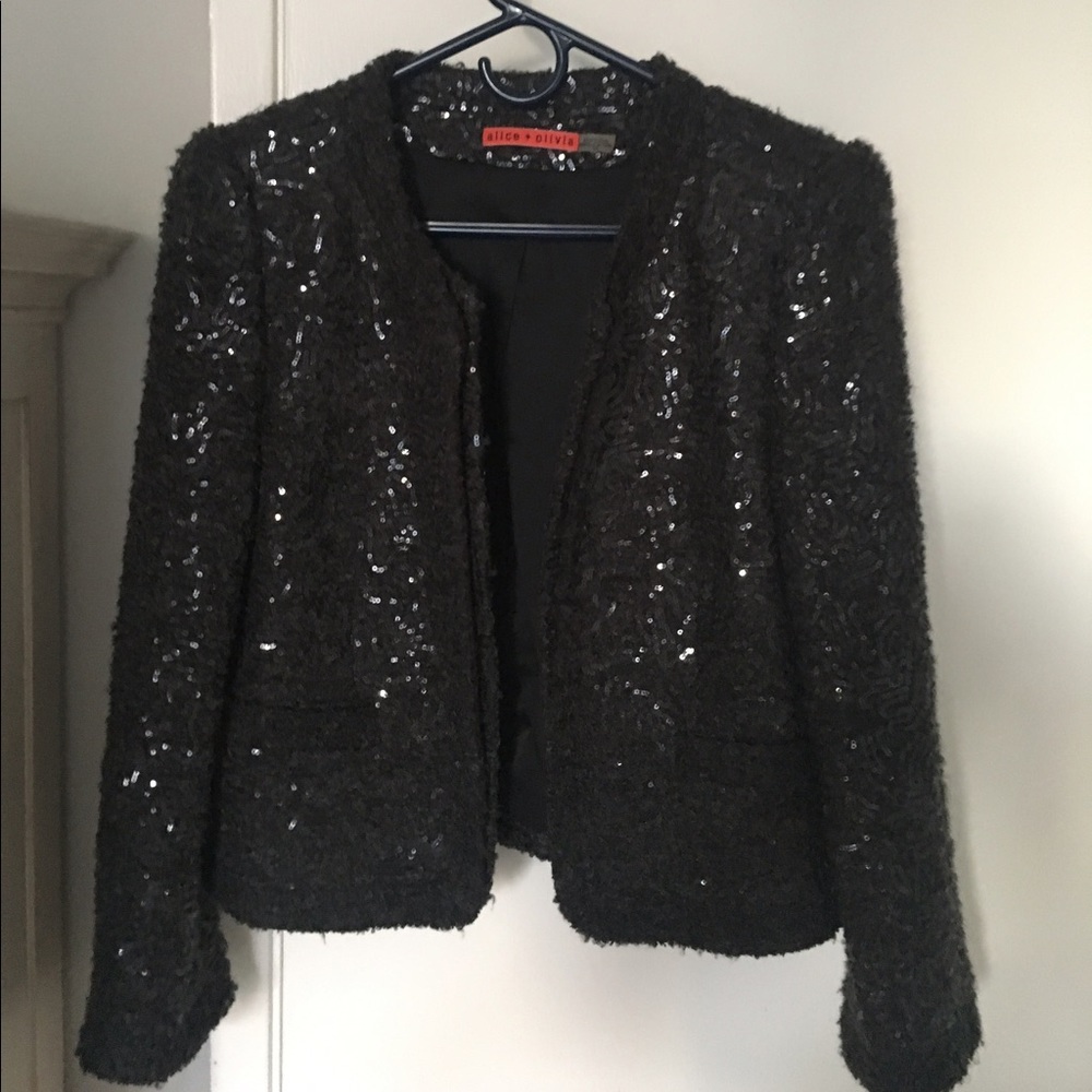 Alice & Olivia black sequin blazer