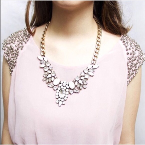 🎉HOST PIC🎉 White and Clear Statement Necklace - Picture 3 of 4