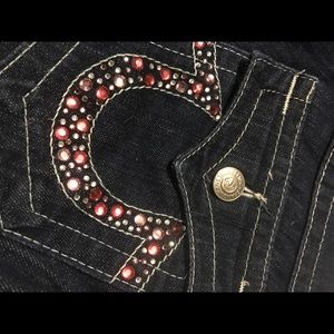 True Religion jeans with pink sparkles