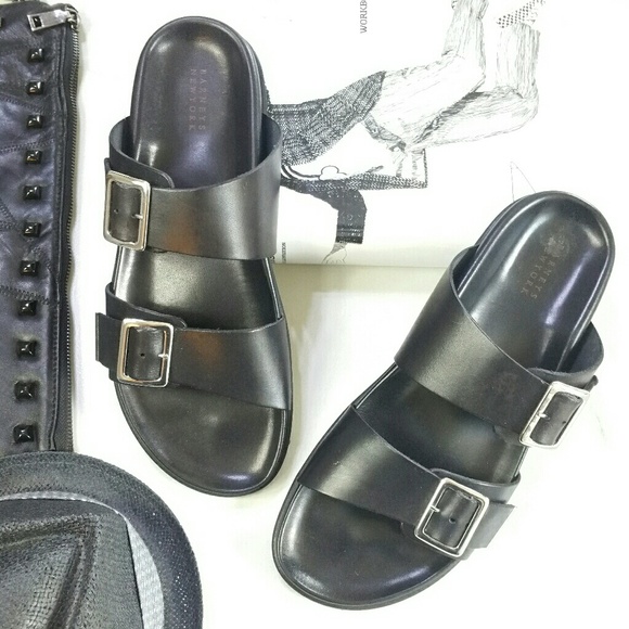 Barneys New York Other - BARNEYS double buckles straps leather slides