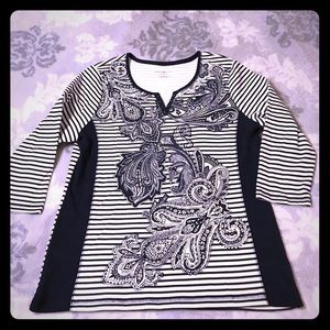 Karen Scott 3/4 T-Shirt with Embellishments NWT