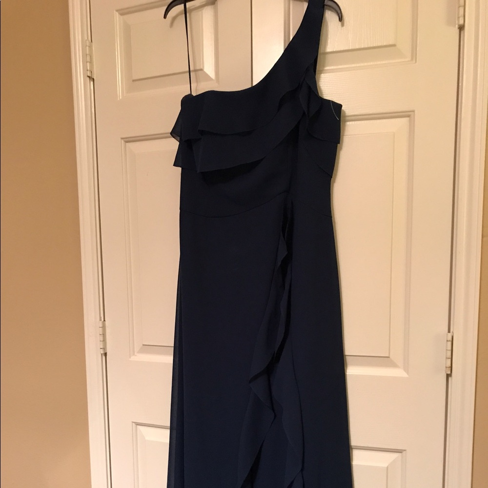 Teal Blue one shoulder evening gown