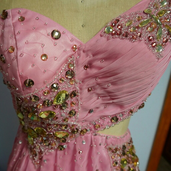 Jeweled Evening Gown/Prom Dress with Long Train - Picture 2 of 8