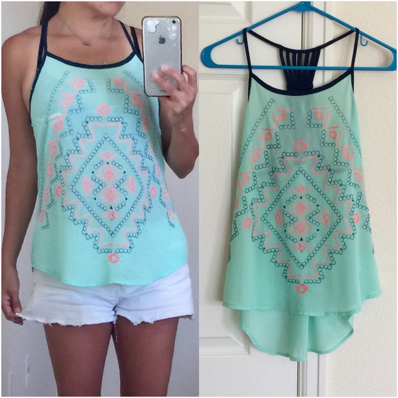💕Donating Today💕Mint Strappy Back Top - Picture 2 of 4