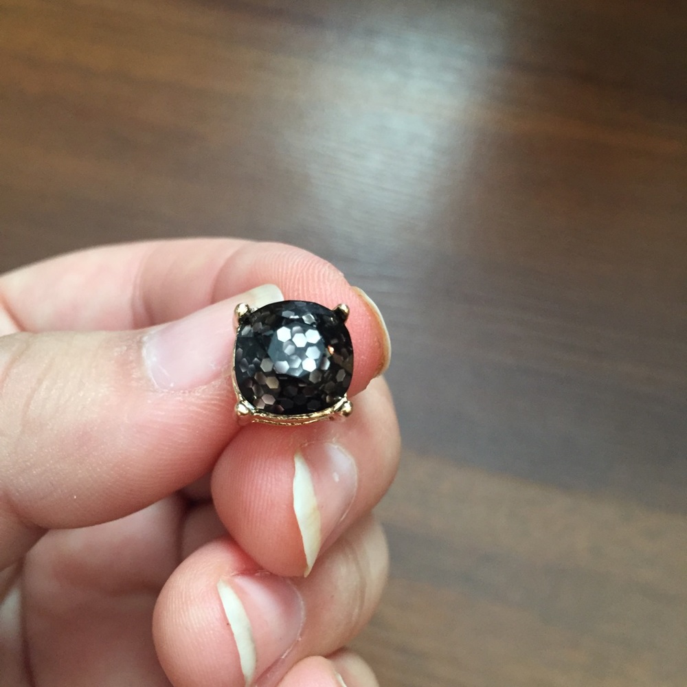 Black Glitter Stud Earrings - Picture 2 of 4