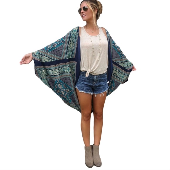✨ FLASH SALE  cape blue patterned beach cover boho - Picture 2 of 2