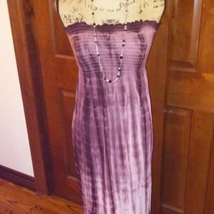 beautiful tyedye strapless dress.Super long length