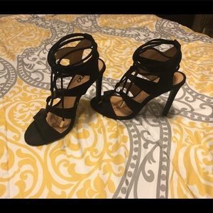 Black Lace up High Heels