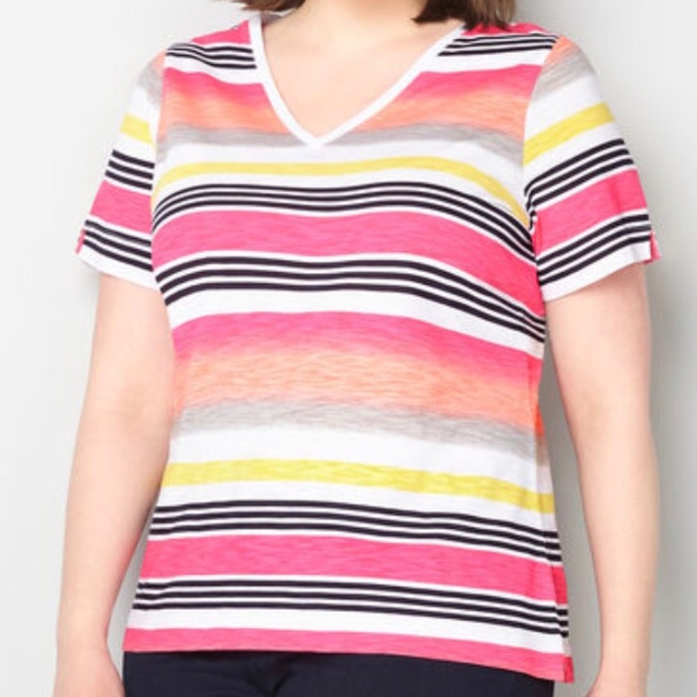 Pink Striped Cotton Tee