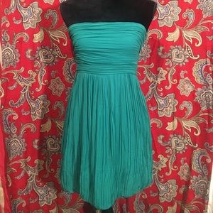 Theory emerald green Strapless bubble hem dress