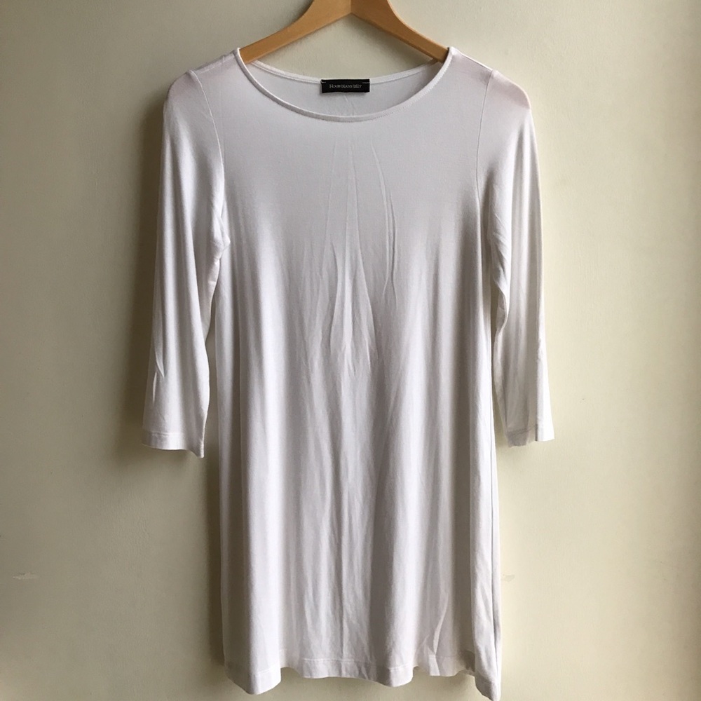 hourglass lily solid white dress