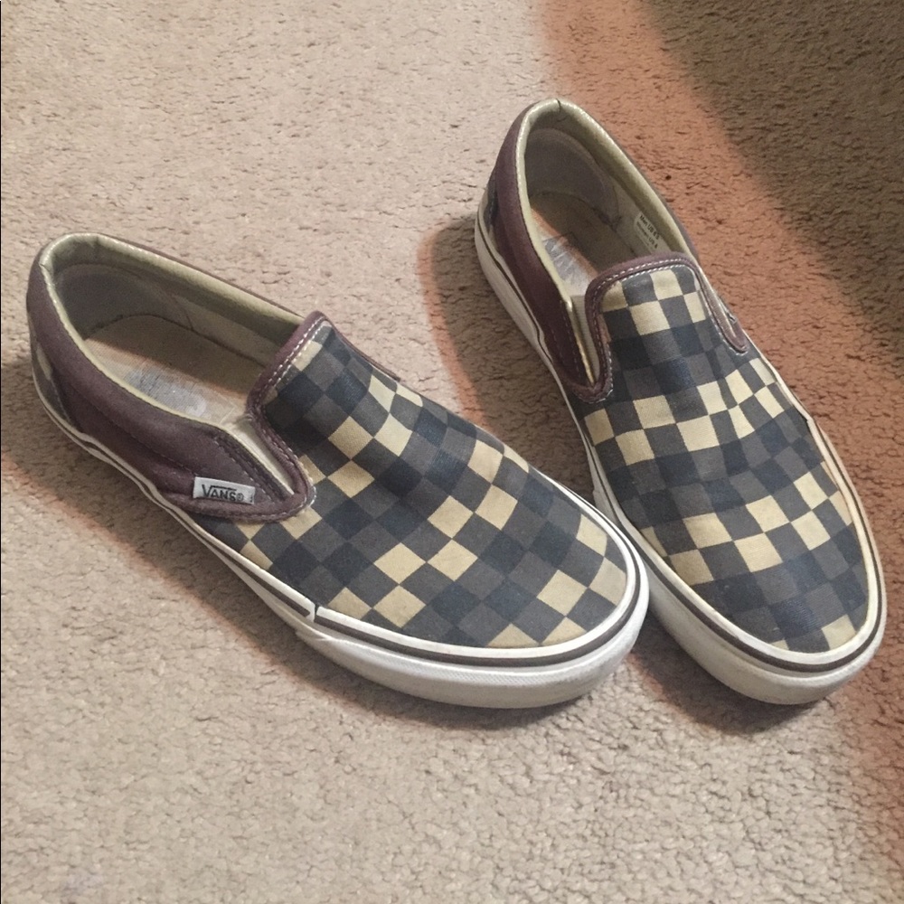 Brown & tan checkered vans