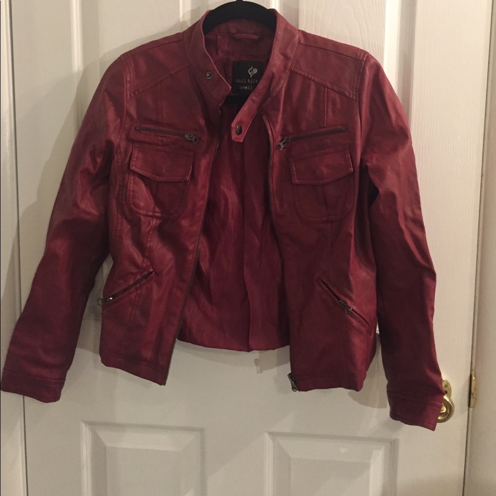 Maroon leather jacket