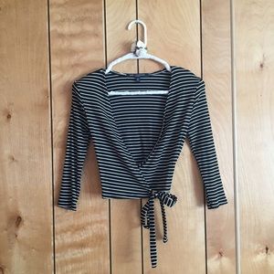 Stripped Cross Front Tie Top