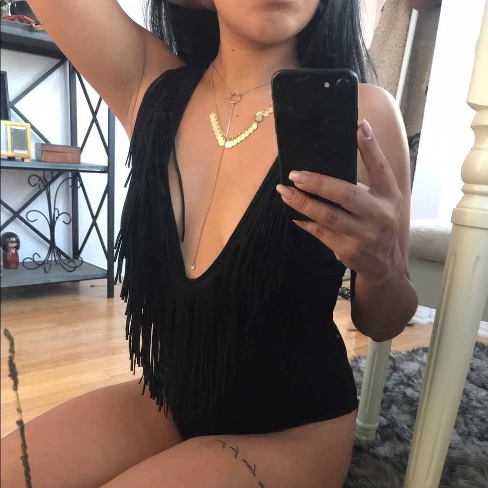 Black Fringe Bodysuit 🖤