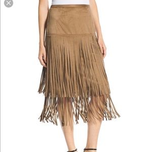 Fringe faux suede pencil skirt