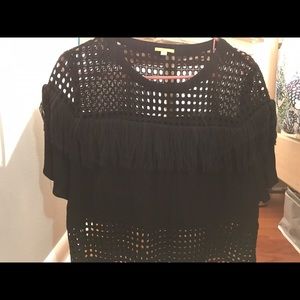 GIANNI BINI black mesh and tassel top