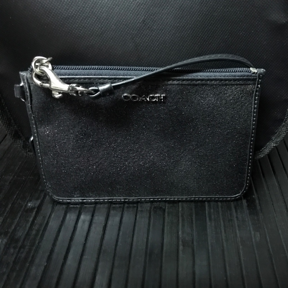 Coach black glitter small wristlet