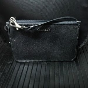 Coach black glitter small wristlet