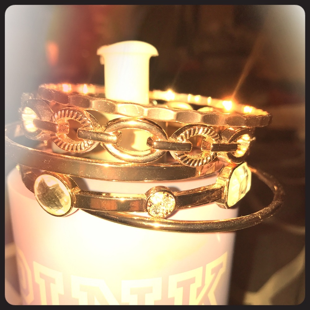 5 rose gold bangles