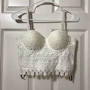 White lacy bustier/crop top