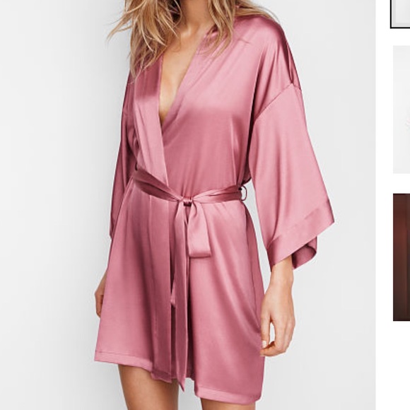 Victoria’s Secret Dark Blue Satin Kimono Robe NWT XS//S M//L New With Tags